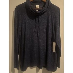 NWT Chico's Weekends CoziSoft Comfy Cowl Pullover Hoodie Size 2 (L) Blue Warm